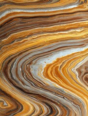 Aufkleber - Abstract fluid art painting creating swirling patterns of gold brown and silver colors close up shot