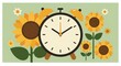 © Ren - Vintage Alarm Clock with Sunflowers, Summer Time Concept