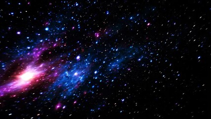 dramatic deep space nebula and starlight illustration, pink and blue cosmic cloud with twinkling sta