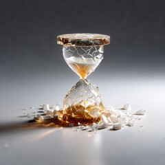 Aufkleber - Shattered Time: An Abstract Depiction of a Broken Hourglass Symbolizing the Fragility and Fleeting Nature of Existence