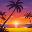© Yukiiii - Sunset Silhouette: Tropical Beach Dreamscape