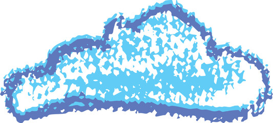 Wall Mural - crayon cloud icon like kid drawing in kindergarten. painted with blue charcoal or wax pencil sky sig