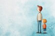 © zhao - Fathers' Day card with cute watercolor sketch illustration of dad with son standing together, copy space for poster or social media. High quality