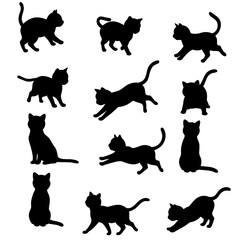Naklejka na meble Feline Frolic: A Silhouette Symphony AI Generated