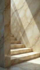 Leinwandbilder - Elegant Staircase with Marble Steps Bathed in Sunlight Creating Serene and Luxurious Architectural Detail