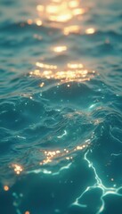 Aufkleber - Sunlit Aqua Water Surface with Reflecting Light and Rippling Wave Patterns