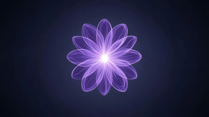Wall Mural - ethereal purple flower shape with soft light on dark background for abstract art lovers