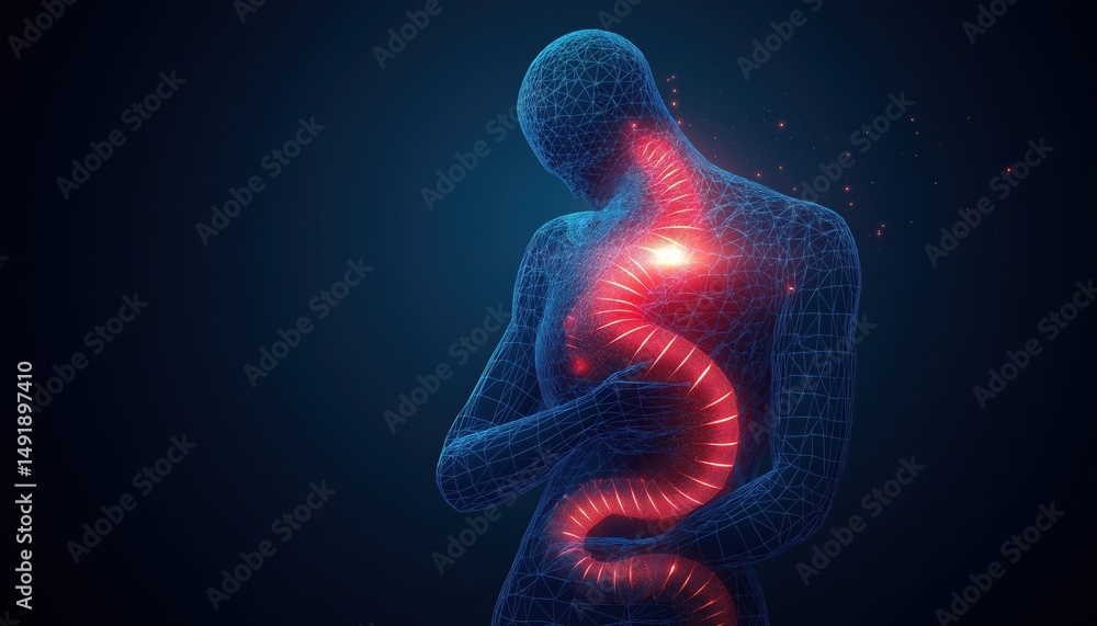 Esophagus Issues with Heartburn Pain, Acid Reflux Disease and Body Scan ...