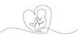 © SREESADHIN - Baby embryo in womb one line drawing. Cute unborn fetus baby on mother womb isolated on white background, Baby embryo in womb in one continuous line drawing. Healthy pregnancy and premature symbol.