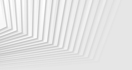 Fototapete - Grey white paper stripes abstract geometric minimal background. Vector modern design