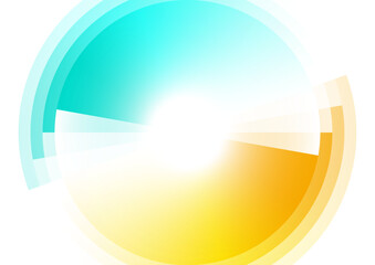 Poster - Cyan blue and yellow shiny circles abstract minimal tech background. Geometric vector design