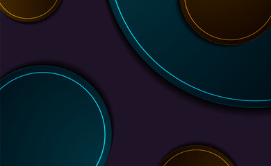 Fototapete - Bright blue orange geometric laser circles abstract futuristic neon background. Vector technology design