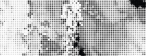 Wall Mural - Abstract wave halftone pattern. Black and white vector illustration	
