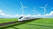 © Muhammad - Modern Train Wind Turbine Green Field