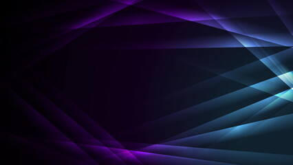 Fototapete - Abstract blue purple glossy glowing neon stripes background