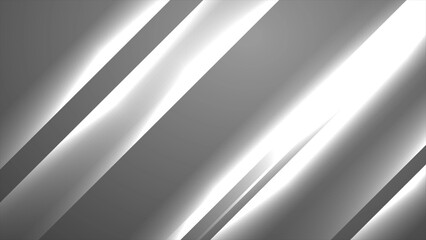 Fototapete - Grey monochrome glowing abstract geometric background with glossy stripes