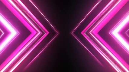 Wall Mural - glowing neon triangles light up on both sides on a black background