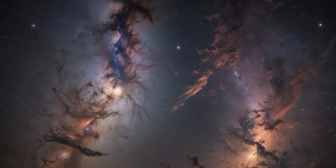 Wall Mural - Milky Way's galactic core, vibrant cosmic clouds ,  cosmoscape,  filament
