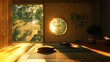 © brayen - Sunlit Serenity: A Minimalist Interior for Meditation and Tranquil Reflection