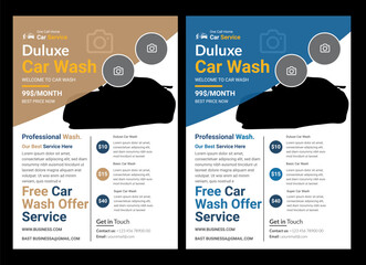 vector layout design with car for car wash service. adapt to poster, flyer or banner. a4 size. banne