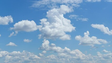 Wall Mural - a beautiful blue sky with soft white clouds, timelapse for abstract background