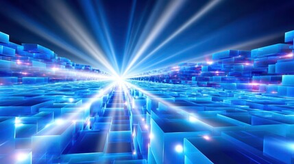 Wall Mural - abstract technology background with light rays, future innovation, digital transformation