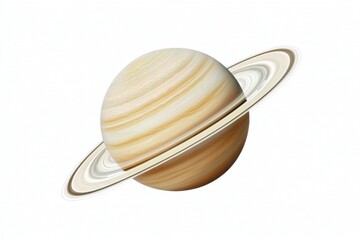 Wall Mural - isolated saturn planet orbiting in space on white background studio shot detailed rings gas giant ce