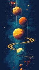 Wall Mural - solar system planets in watercolor style hanging in space illustration graphic art