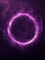 Wall Mural - glowing purple energy ring abstract digital art illustration on dark background ethereal and magical