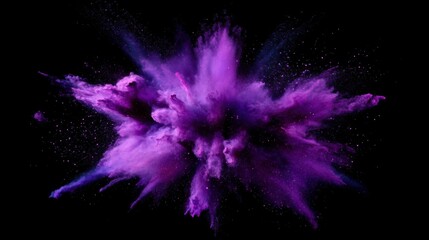 Wall Mural - purple powder explosion on black background abstract art photography studio shot vibrant colors