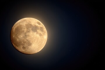 Wall Mural - full moon, vibrant orange glow, dark night sky
