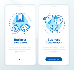 Wall Mural - startup growth organizations blue onboarding mobile app screen. walkthrough 2 steps editable graphic