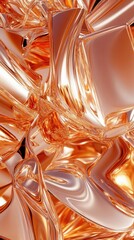 Wall Mural - abstract metallic forms interplay in dynamic composition macro studio shot copper gold tones