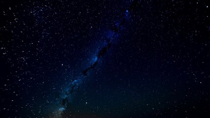 Wall Mural - Vibrant blue and purple nebula dust cloud against a starry background in the dark night sky.