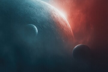 Canvas Print - cosmic bodies in a nebula of vibrant hues