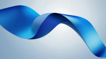 Wall Mural - modern abstract blue curved ribbon on light gradient background for technology and design projects