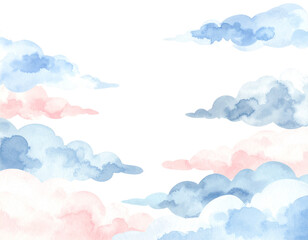 Wall Mural - blue sky and white clouds floating in the bright summer air.
