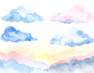 Wall Mural - blue sky and white clouds floating in the bright summer air.