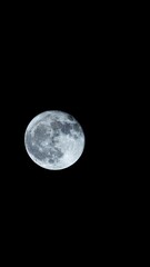 Wall Mural - full moon rising on a night with no clouds zoomed in to show detail - vertical timelapse