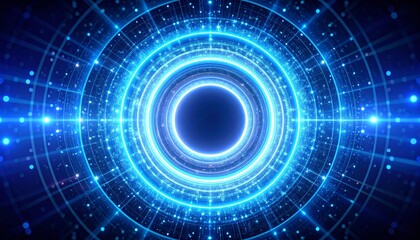 Wall Mural - abstract blue fractal design with circles evokes a futuristic technology concept with its digital en