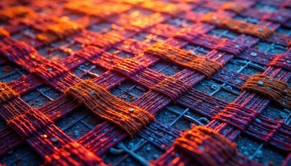 Intricate woven fabric showing repeating design , design, woven pattern