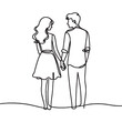© DigitArt - vector illustration of a couple hand holding  one line drawing illustration