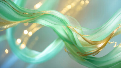 Wall Mural - background of abstract mint, blue and gold glitter lights