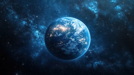 Wall Mural - Earth, space, night, rotating, galaxy, cosmos, background, environmental, illustration, education