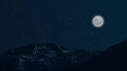 Wall Mural - a a movement of stars in the night sky with the view of mountains.