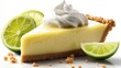 © ProPhotos - Key lime pie slice topped with whipped cream, set on a graham cracker crust, seen from a close-up view.