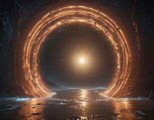 Wall Mural - shimmering portal, cosmic waves ripple across its surface, ethereal glow , cosmic rays, glow