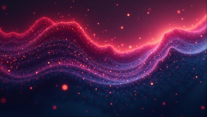 Wall Mural - Glowing Red And Blue Abstract Wave