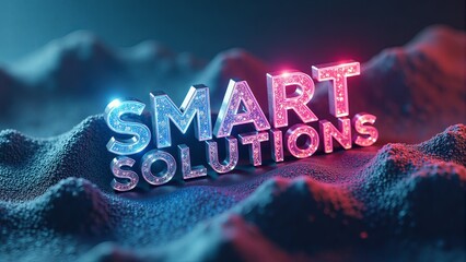 Wall Mural - Smart Solutions Creative Glowing Text Display