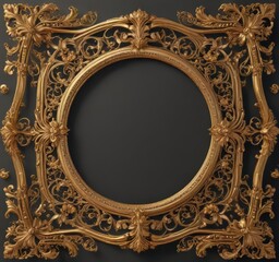 Wall Mural - Intricate gold filigree scroll frame, vintage floral design , art, elegant, wedding
